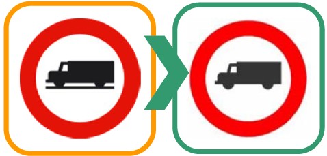 R-106 No entry for vehicles intended for the transport of goods
