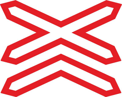 P-11a Situation of a level crossing without barriers with more than one railway line